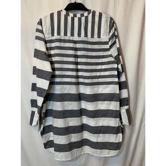 NEW Merona Button Up Tunic XXL Gray & White Striped 100% Cotton - Picture 4 of 5